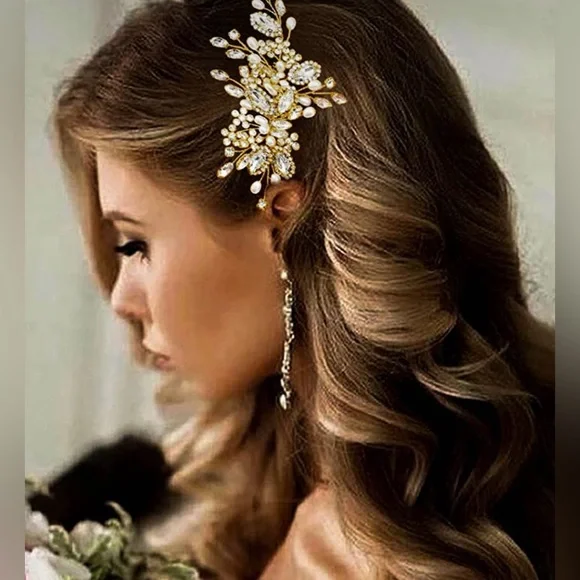 NWT Crystal Bride Wedding Hair Comb Pearl Bridal Hair Piece  display picture 2